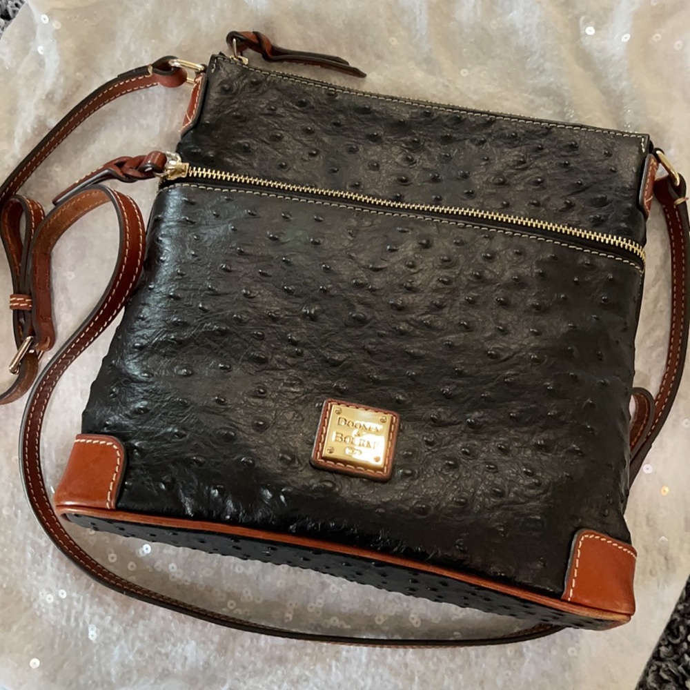 Dooney & Bourke Black Ostrich Crossbody Bag